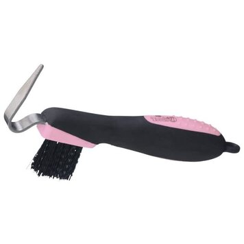 Tough 1 Great Grips Hoof Pick with Brush Pink