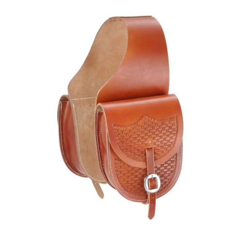 Tough 1 Small Leather Saddle Bag w Basket Stamp