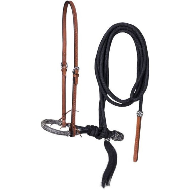 Royal King Basketweave Bosal Hanger Mecate Set Black