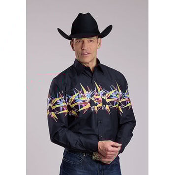 Roper Star Bull Border Print Snap