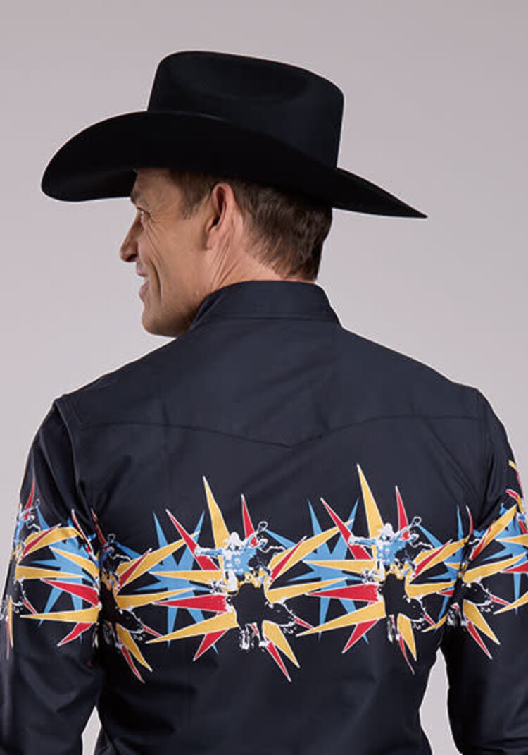 Roper Star Bull Border Print Snap