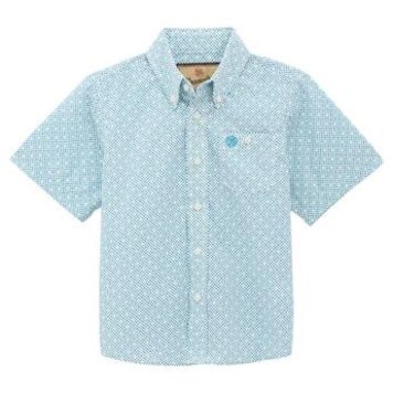 Wrangler Youth Classic Button Down Teal White