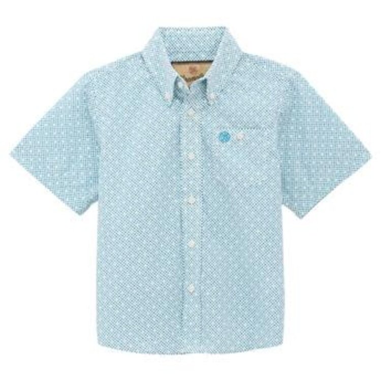Wrangler Youth Classic Button Down Teal White