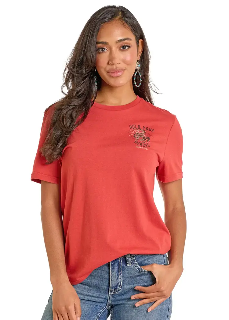 Panhandle Western Wear Hold Your Horses Tee Rust