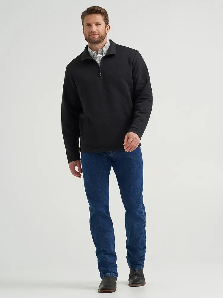 Wrangler George Strait Quarter Zip Quilted Pullover Black