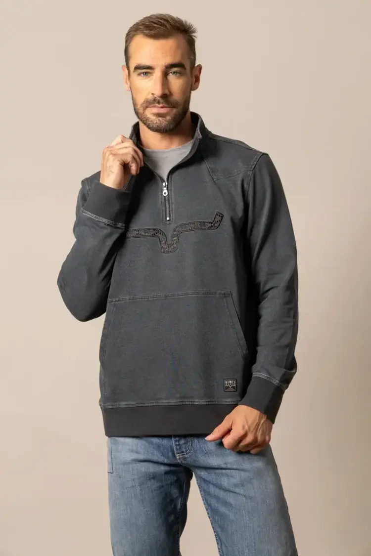 Kimes Ranch Rowell 1/4 Zip Sweatshirt Charcoal