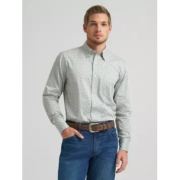 Wrangler Cody Johnson Button Down Tan Green