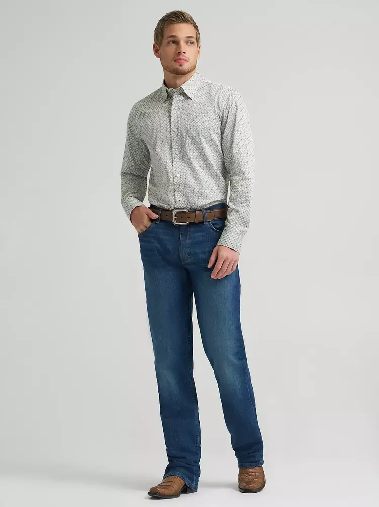 Wrangler Cody Johnson Button Down Tan Green