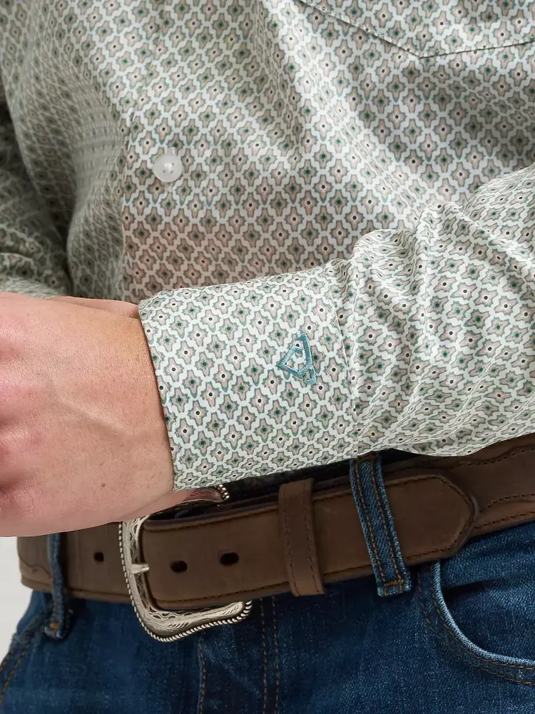 Wrangler Cody Johnson Button Down Tan Green