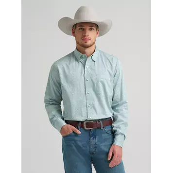 Wrangler Cody Johnson Button Down Green White