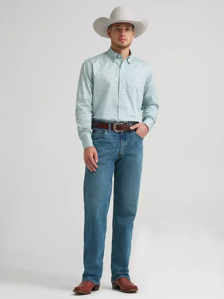 Wrangler Cody Johnson Button Down Green White