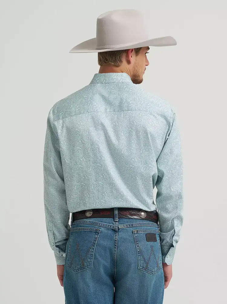 Wrangler Cody Johnson Button Down Green White