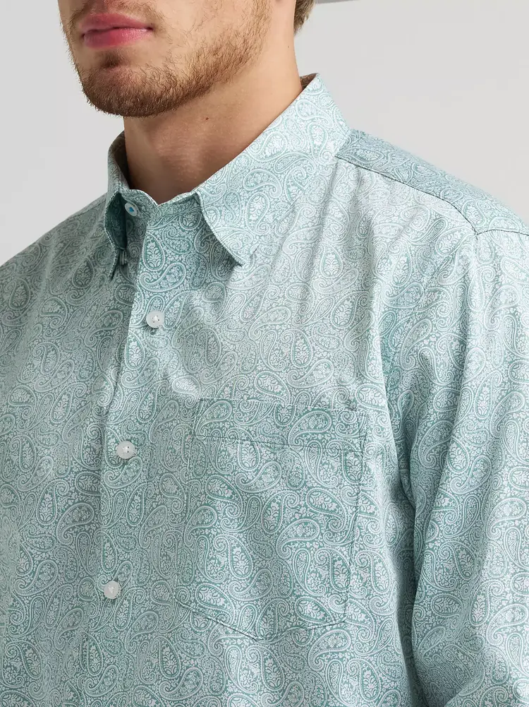 Wrangler Cody Johnson Button Down Green White