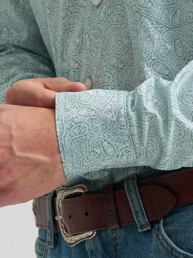 Wrangler Cody Johnson Button Down Green White