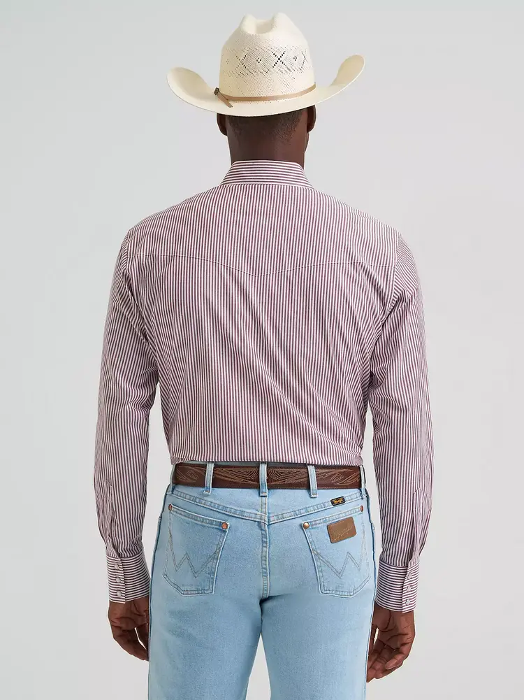 Wrangler Wrinkle Resist Stripe Wine