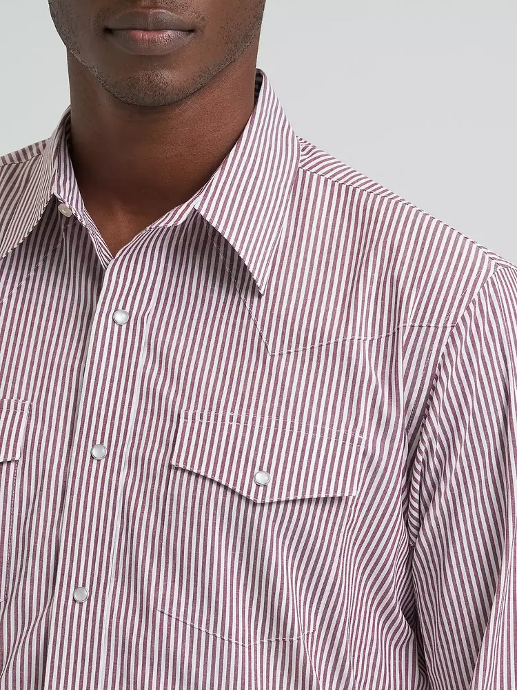 Wrangler Wrinkle Resist Stripe Wine