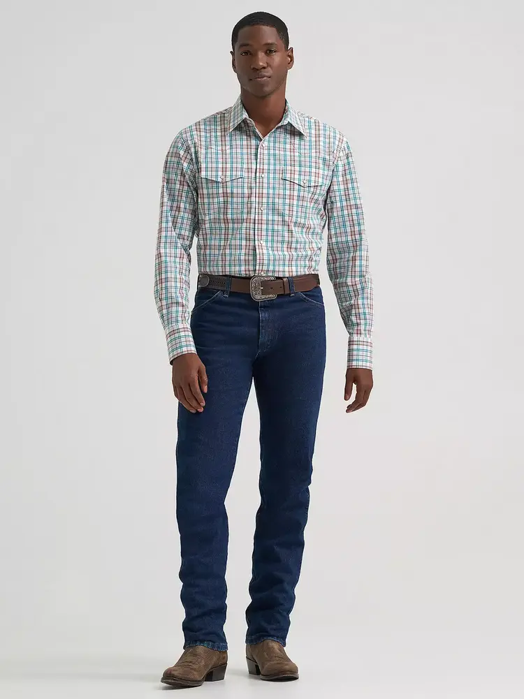 Wrangler Wrinkle Resist Plaid Turquoise Multi