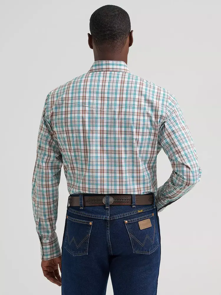 Wrangler Wrinkle Resist Plaid Turquoise Multi