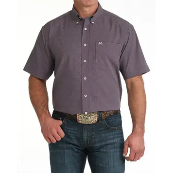 Cinch Arenaflex Button Down Small Print Purple