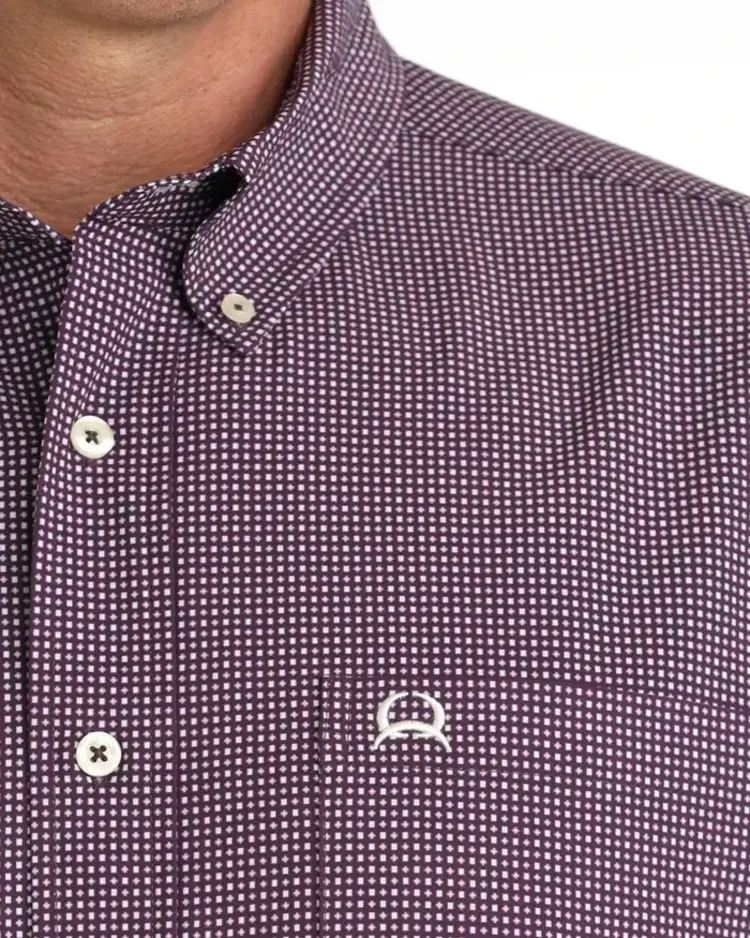 Cinch Arenaflex Button Down Small Print Purple