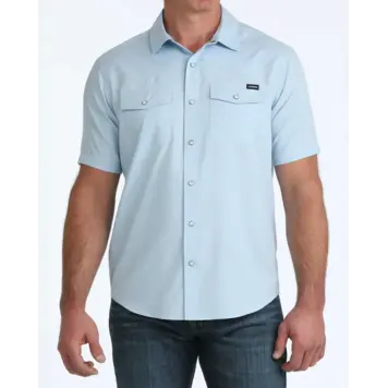 Cinch Solid Camp Shirt Blue