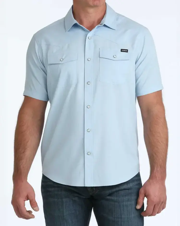 Cinch Solid Camp Shirt Blue