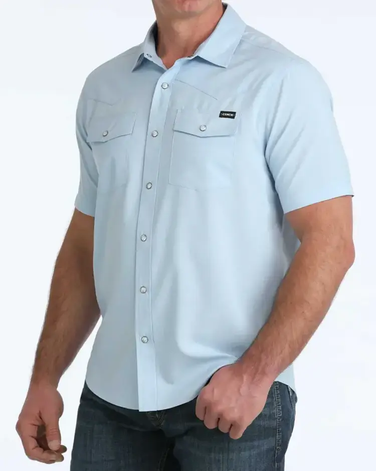 Cinch Solid Camp Shirt Blue