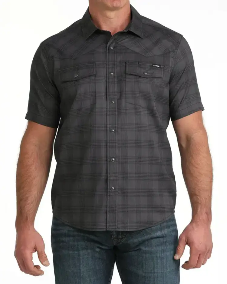 Cinch Plaid Camp Shirt Black