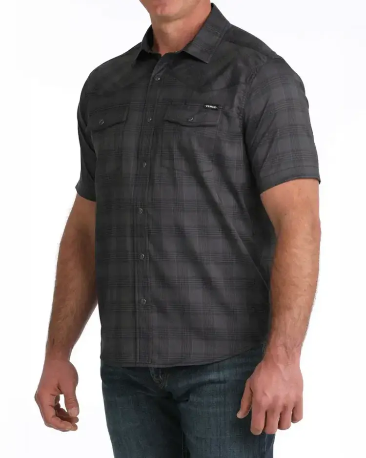 Cinch Plaid Camp Shirt Black
