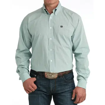Cinch Small Print Button Down Blue