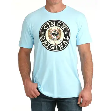 Cinch Worn Logo Tee Light Blue