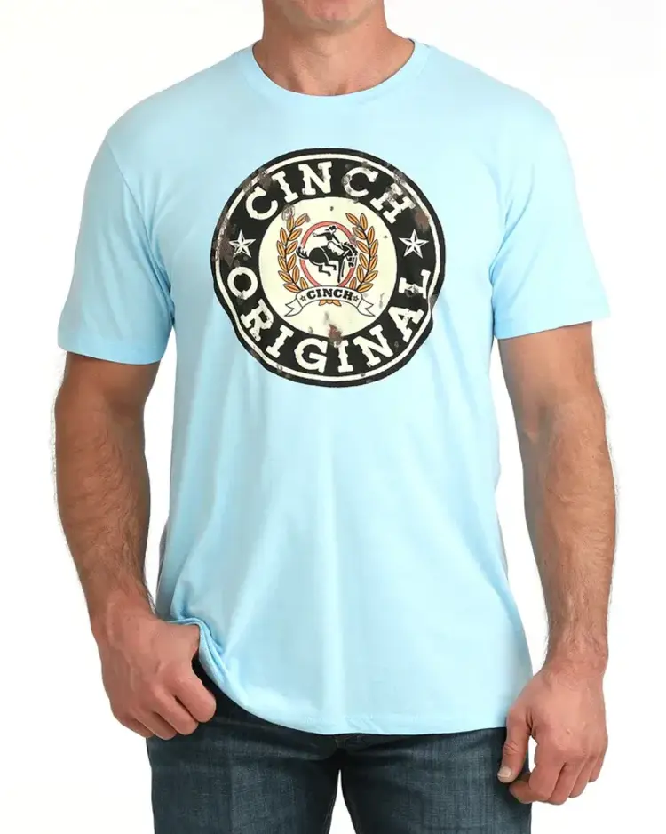Cinch Worn Logo Tee Light Blue