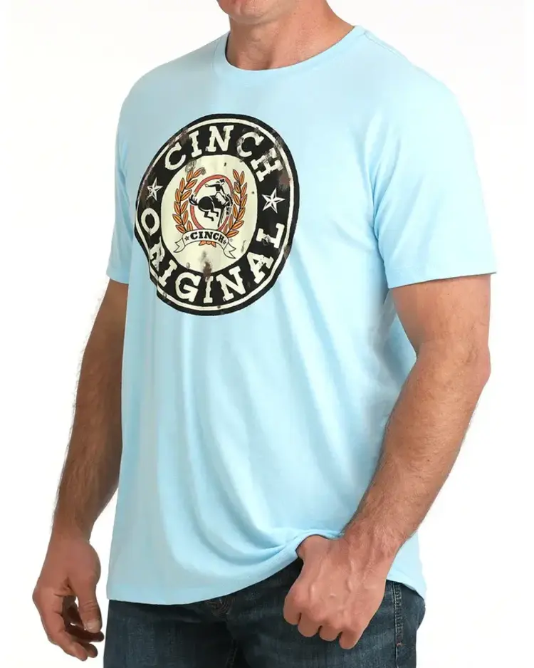 Cinch Worn Logo Tee Light Blue
