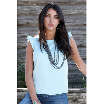 Cruel Denim Sleeveless Blouse Light Blue