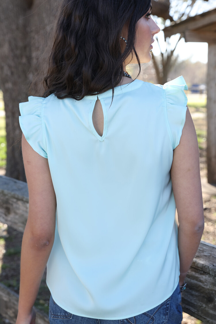Cruel Denim Sleeveless Blouse Light Blue