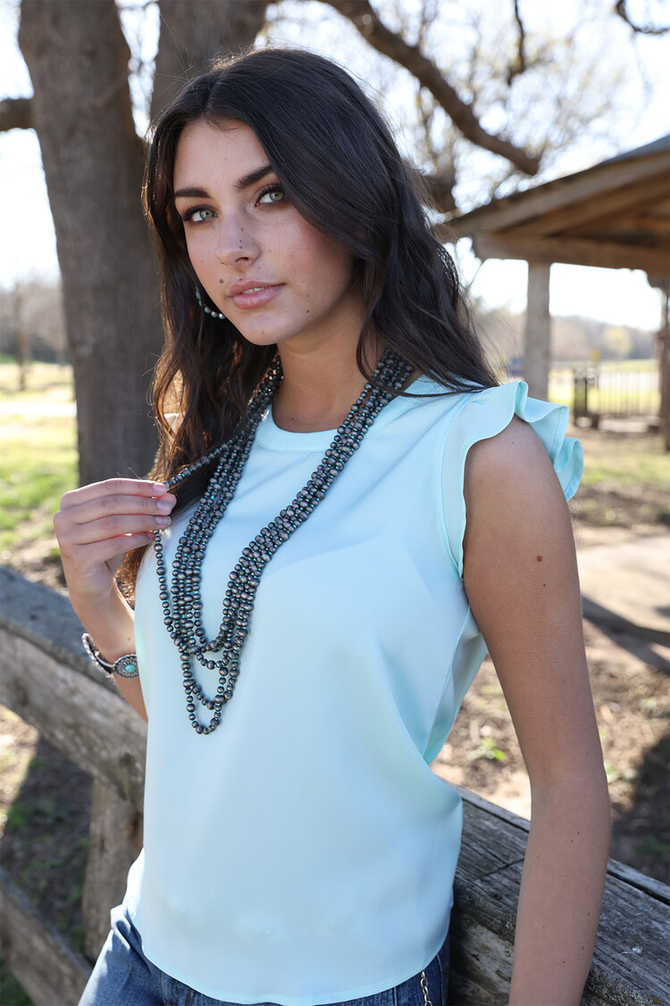 Cruel Denim Sleeveless Blouse Light Blue