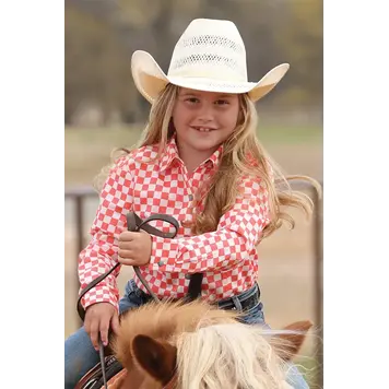 Cruel Denim Youth Checker Snap Coral