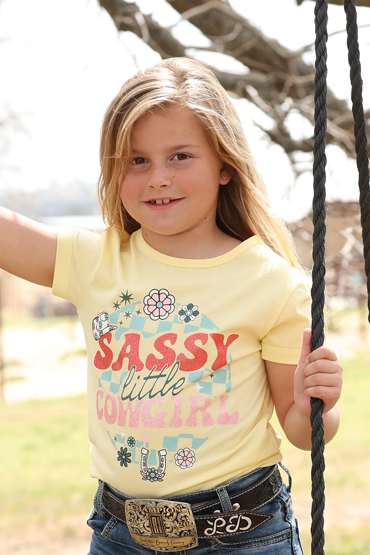 Cruel Denim Youth Sassy Little Cowgirl Tee Yellow