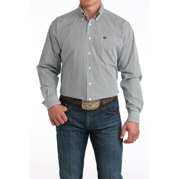 Cinch Button Down Clover Diamonds White
