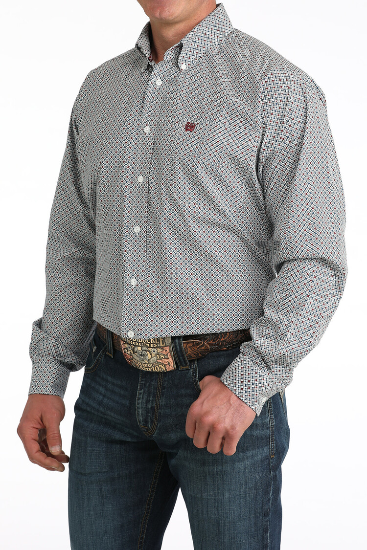 Cinch Button Down Clover Diamonds White