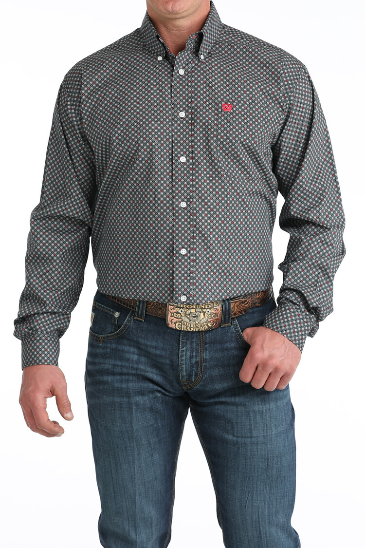 Cinch Button Down Circle Diamond Black
