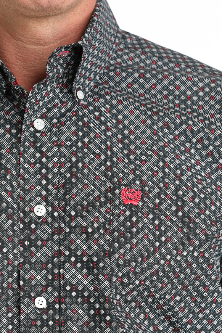 Cinch Button Down Circle Diamond Black