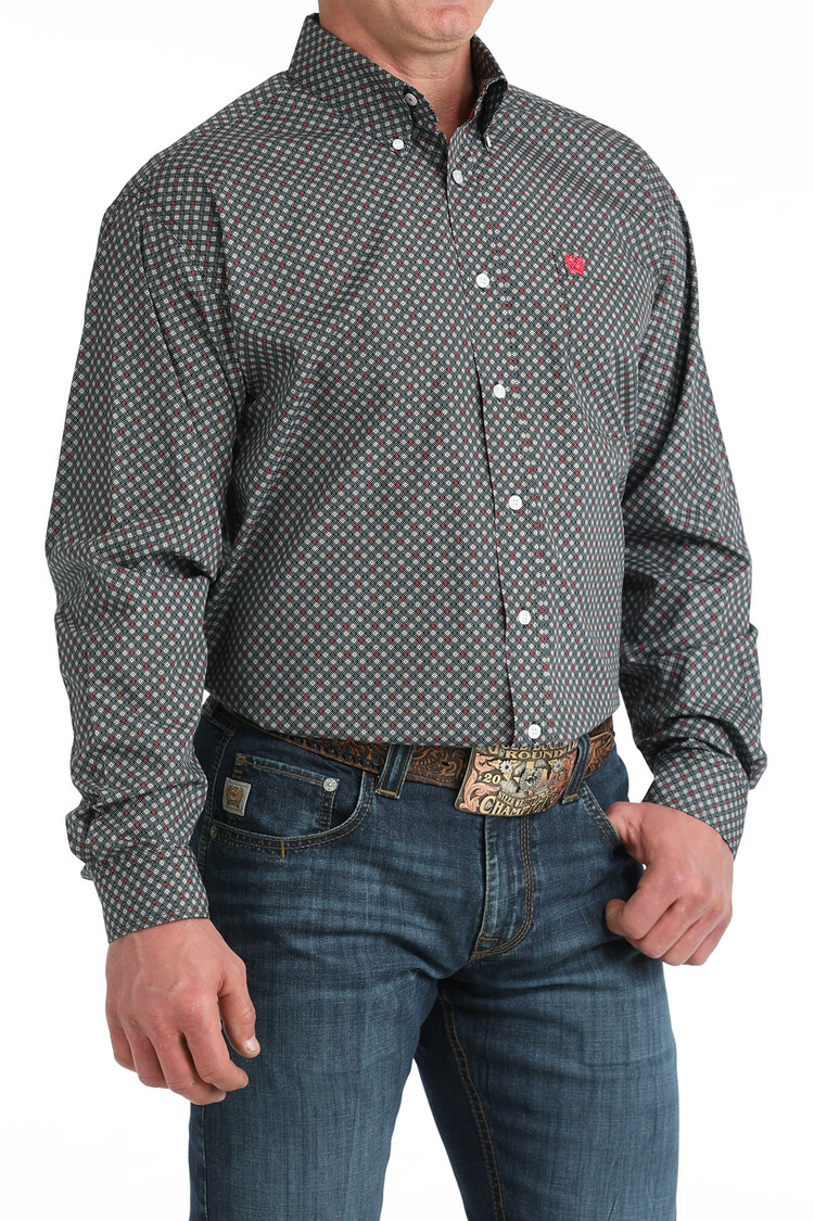 Cinch Button Down Circle Diamond Black