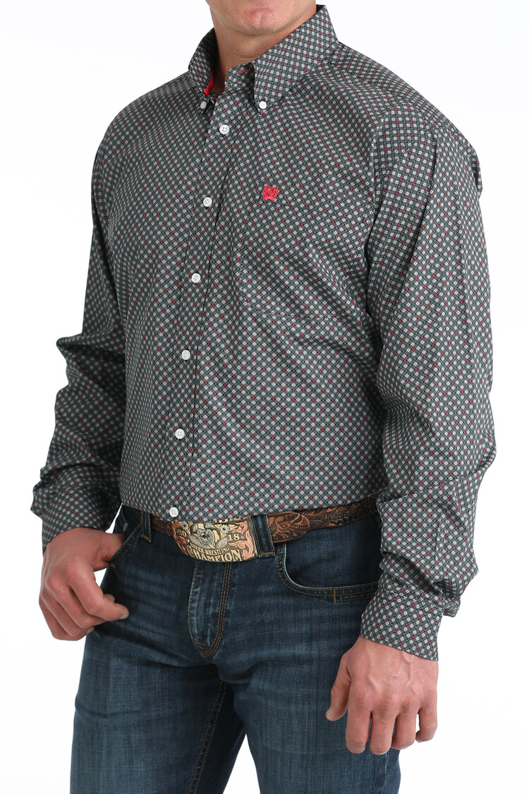 Cinch Button Down Circle Diamond Black