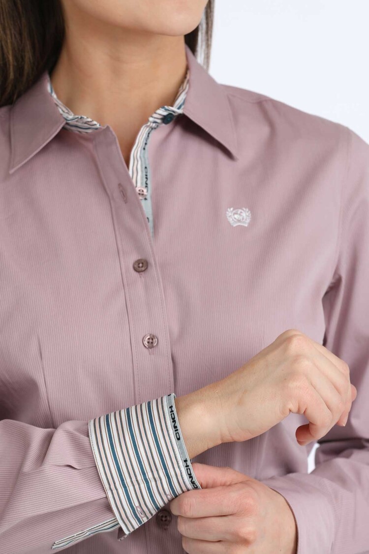 Cinch Button Down Pin Stripe Lilac