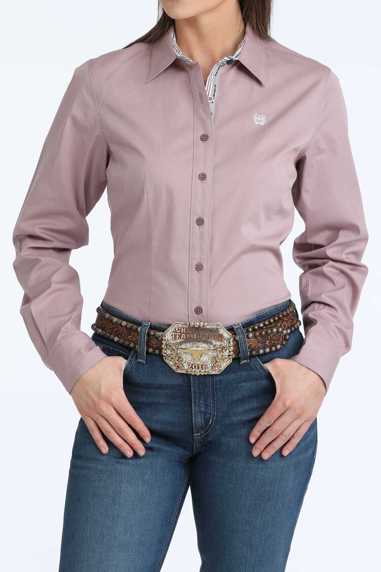Cinch Button Down Pin Stripe Lilac