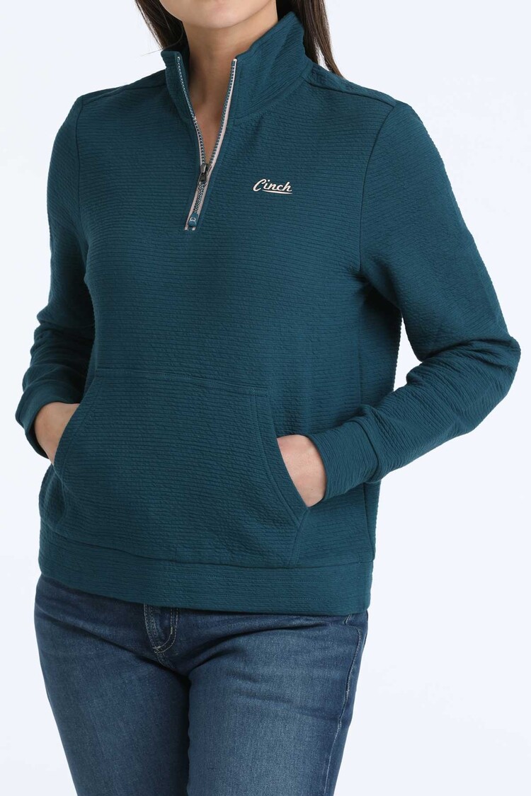 Cinch 1/4 Zip Grid Fleece Pullover Teal