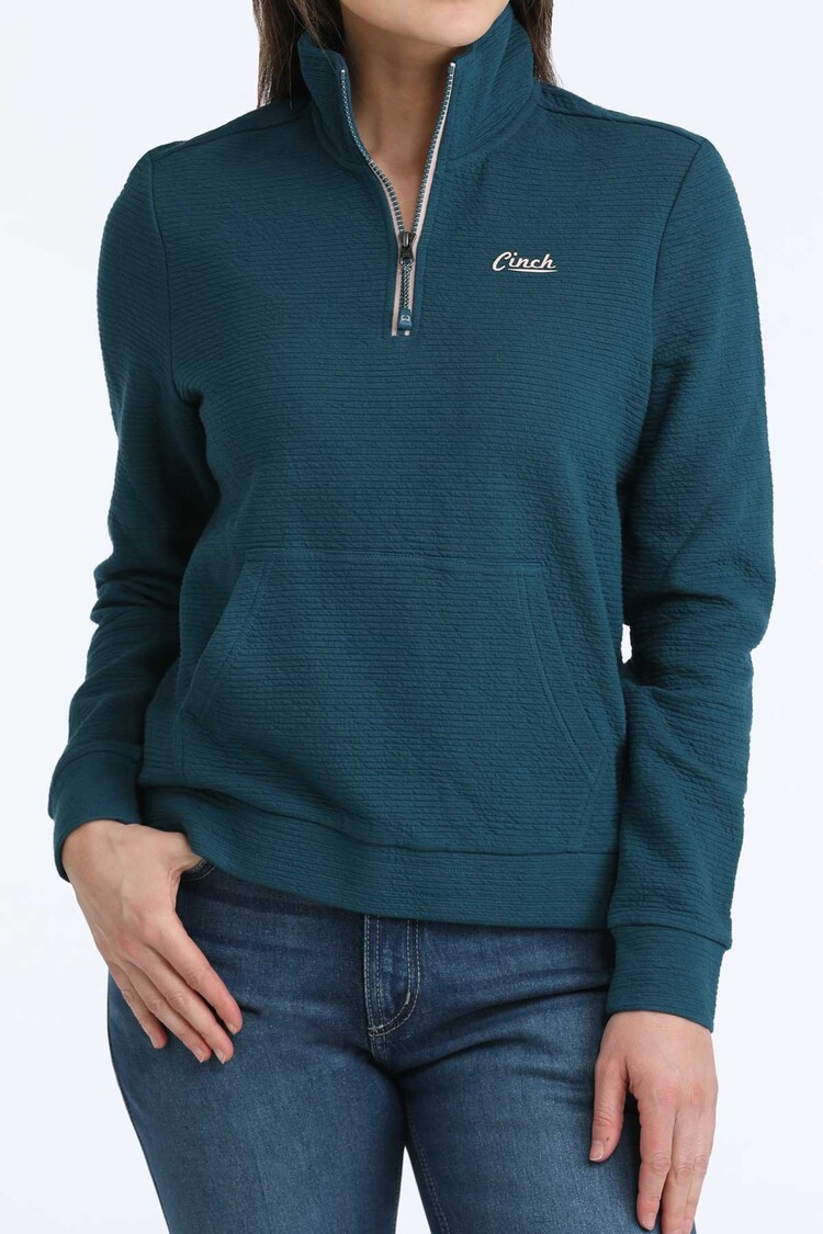 Cinch 1/4 Zip Grid Fleece Pullover Teal