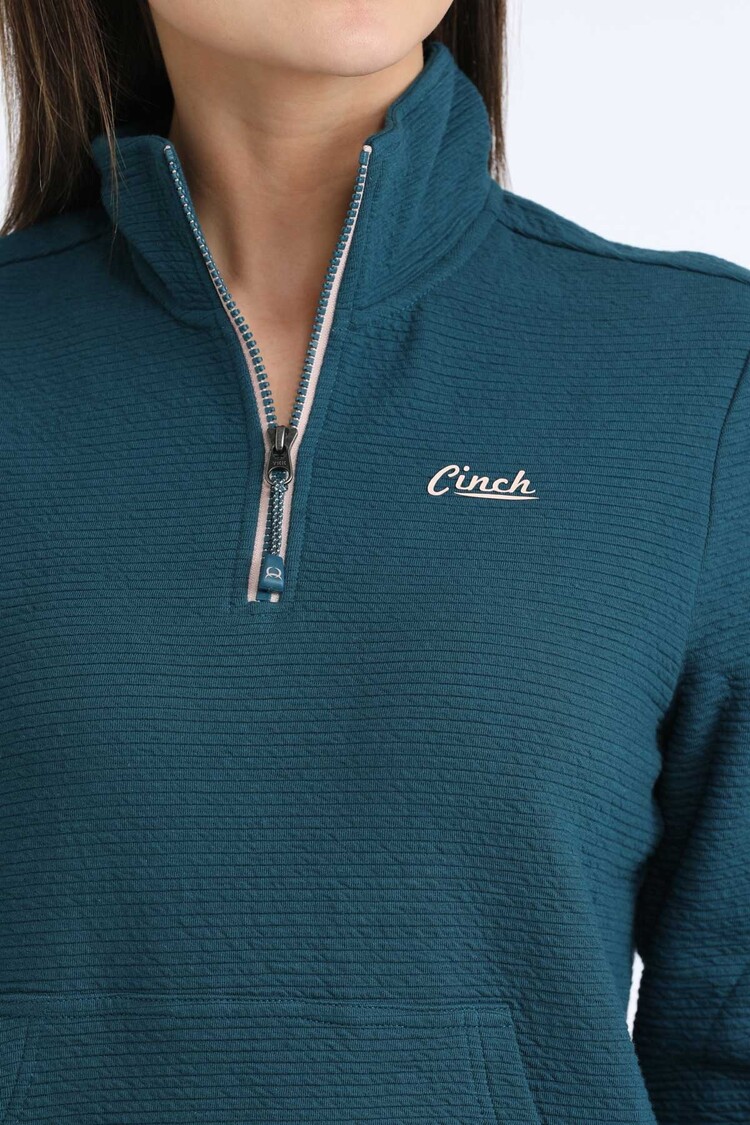 Cinch 1/4 Zip Grid Fleece Pullover Teal