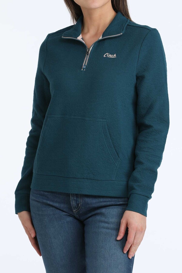 Cinch 1/4 Zip Grid Fleece Pullover Teal